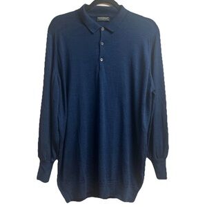 ❌SOLD❌John Smedley Men's Blue Polo Sweater Merino Wool XL.  *tiny hole